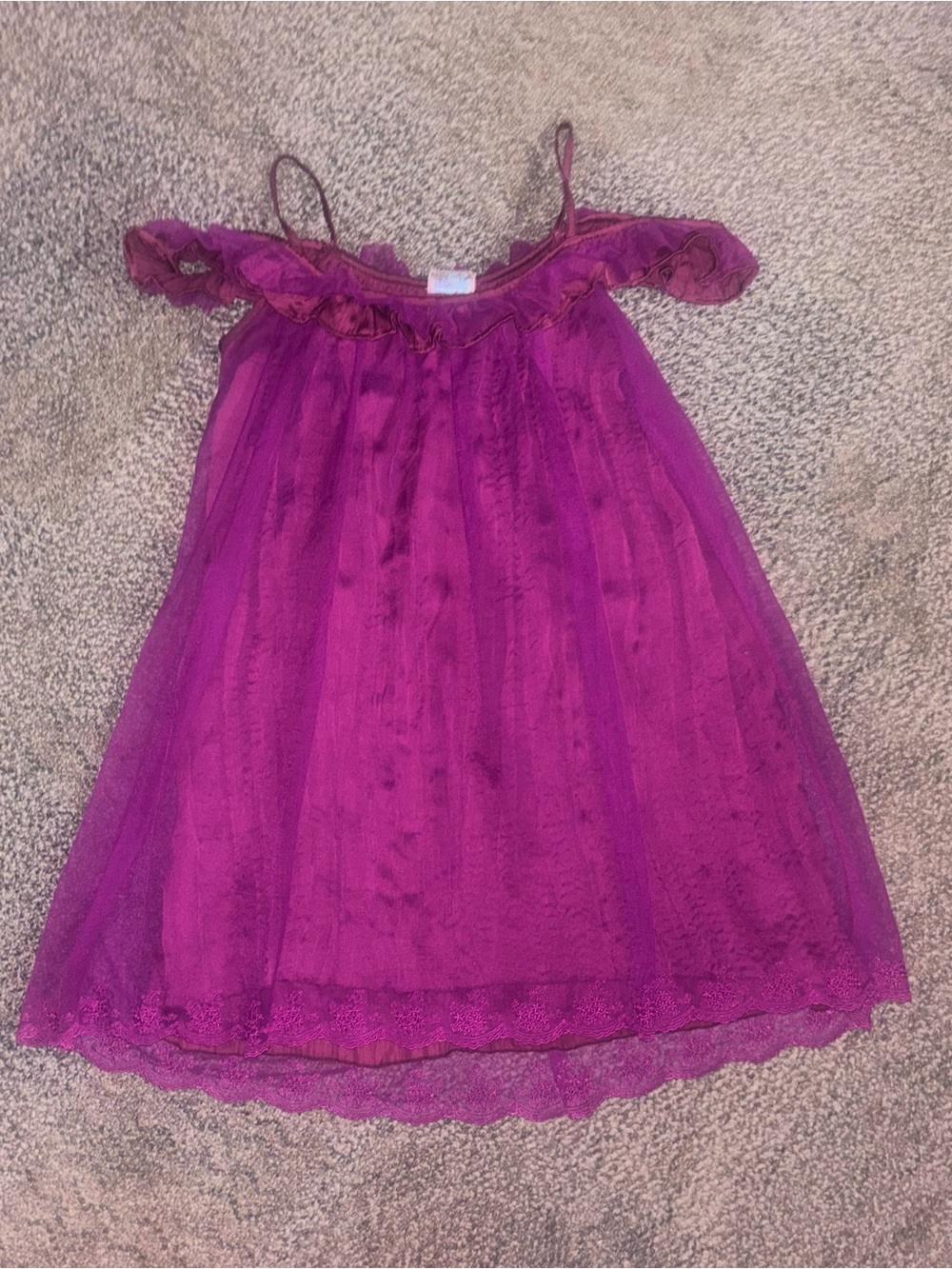 Free People Intimately Babydoll Nightgown Purple Lined w/ Lace Edge. Size Small.